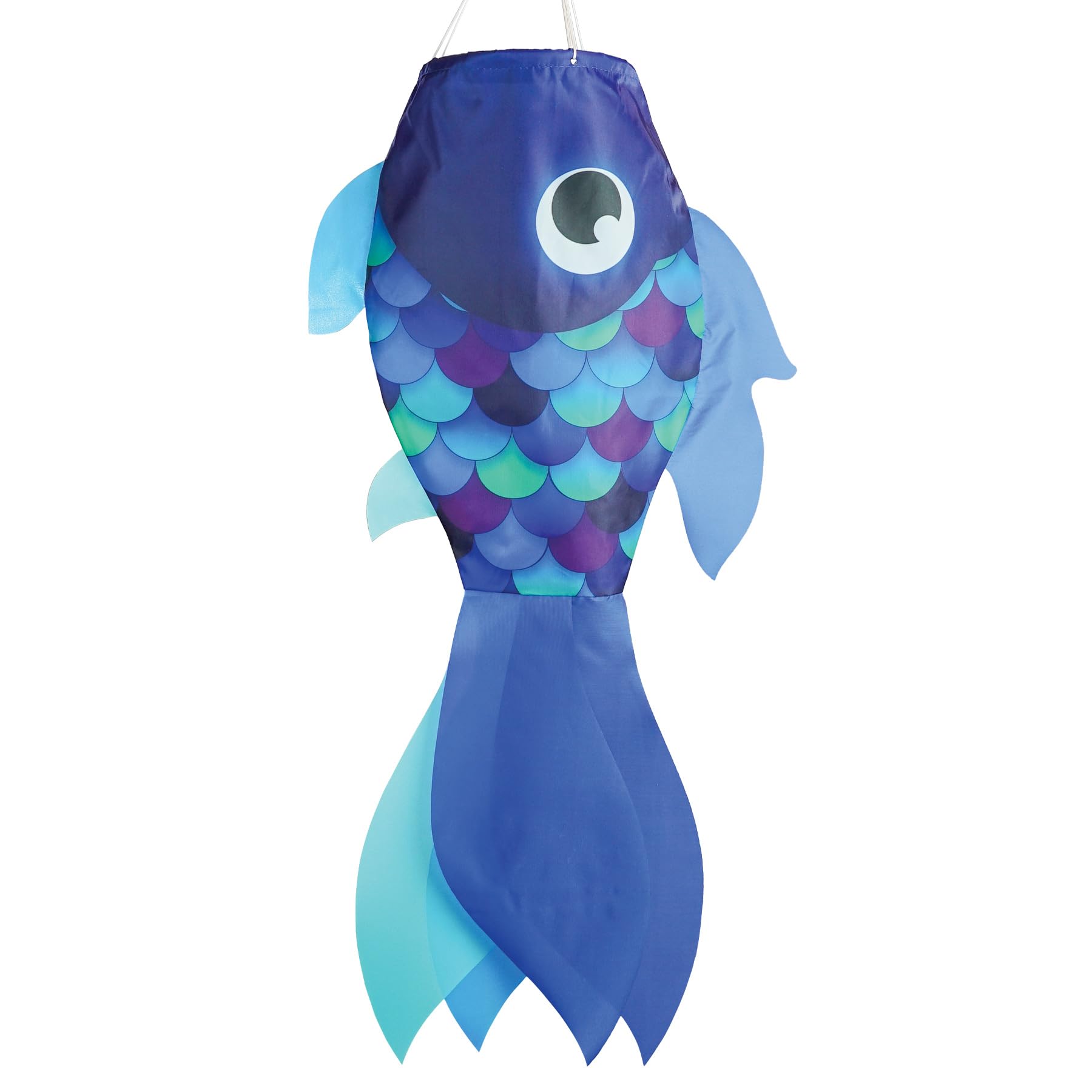 In The Breeze 5219 - 30-Inch Cool Damsel Fish Windsock - Colorful Blue Fishsock Hanging Garden D  Cor With Detailed Printed Grap