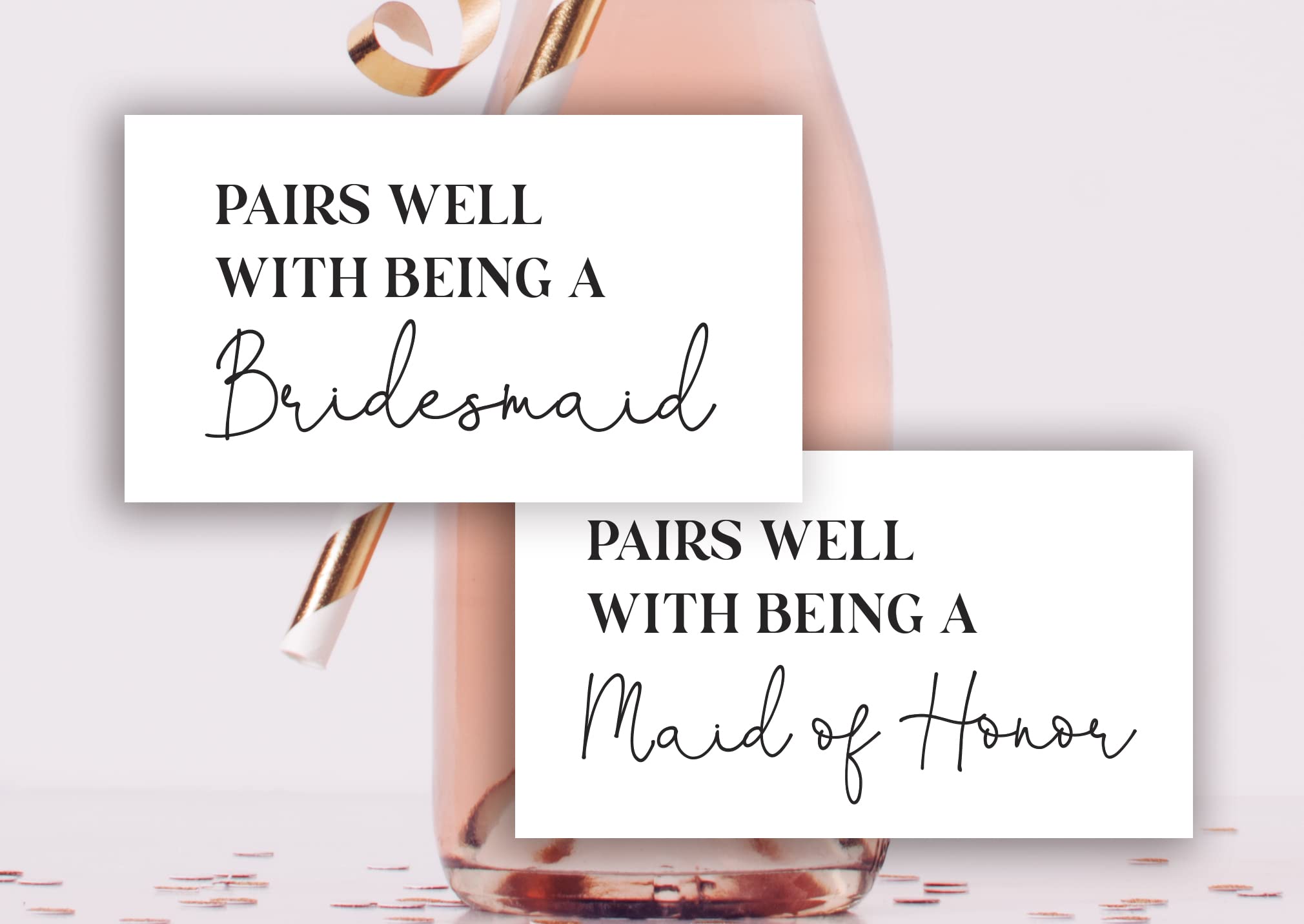 Pairs Well With Being A Bridesmaid Proposal, Maid Of Honor Proposal Mini Champagne Bottle Labels - Set Of 12 (Black)