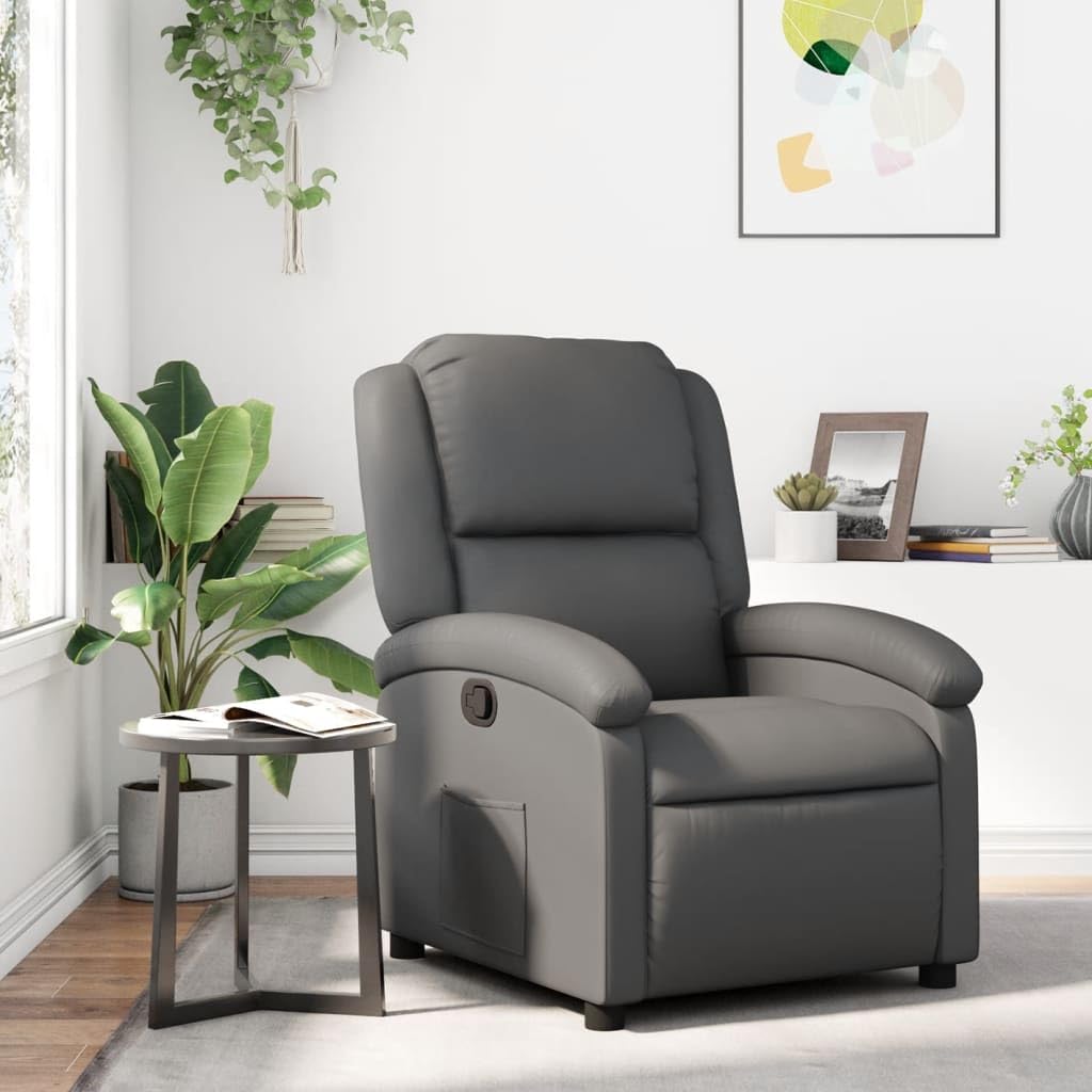 vidaXL Reclining Chair, Chair with Armrest Backrest, TV Relax Rest Chair, Seat for Living Room Home, Synthetic Leather Cream, sin opciones de masaje, 371776
