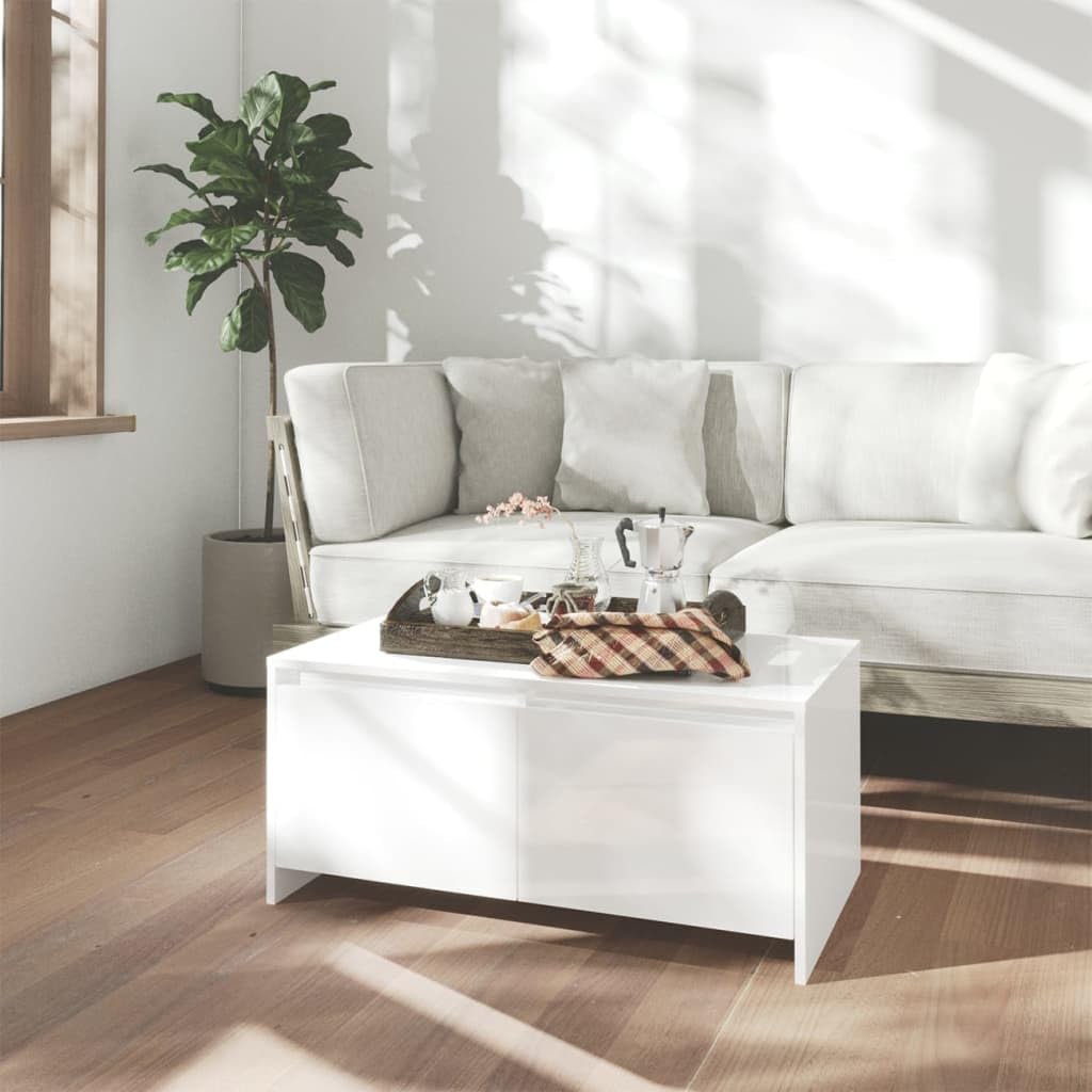 Coffee Table High Gloss White 35.4&quot;x19.7&quot;x16.3&quot; Engineered Wood