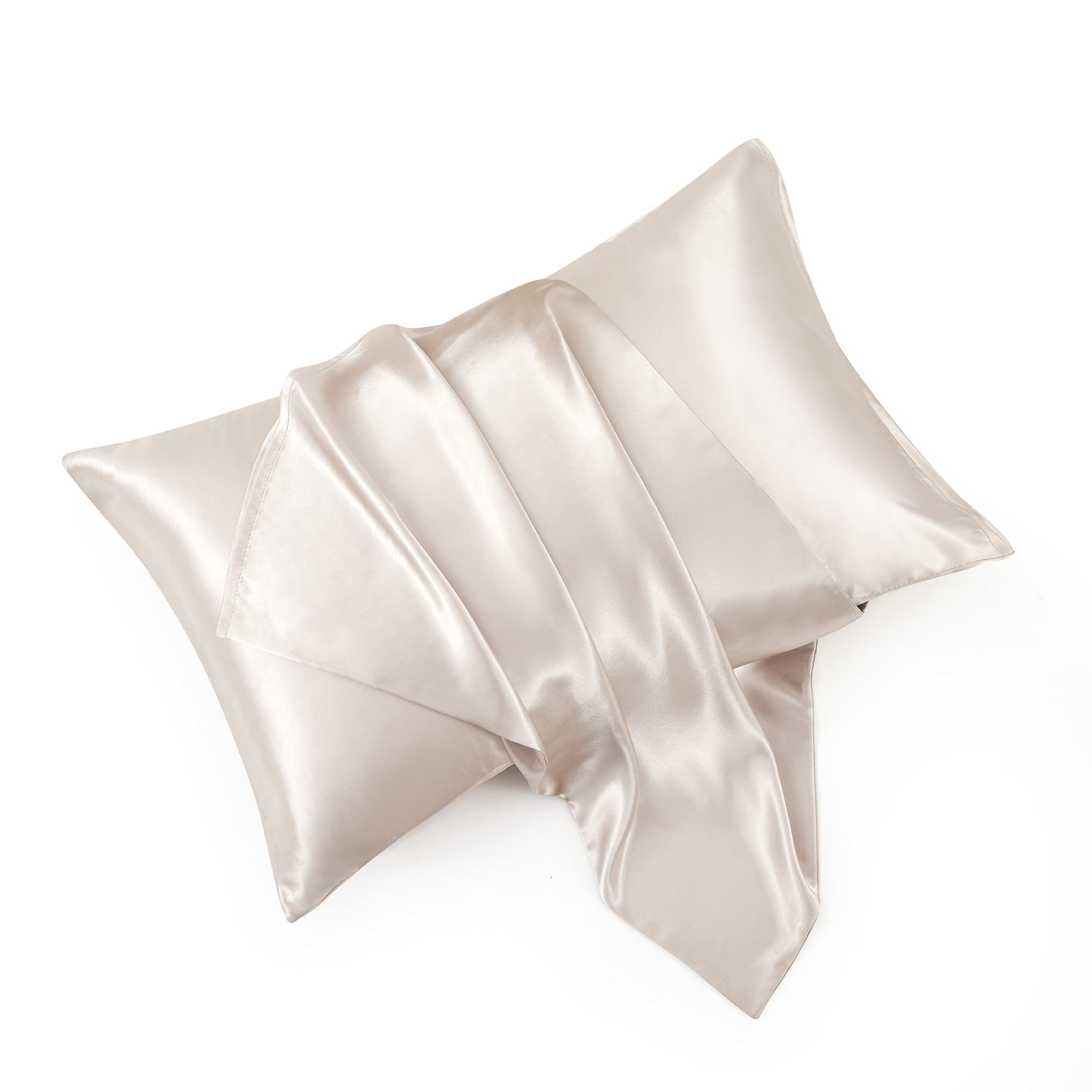 Hommxjf Taupe Satin Pillowcase Standard Set Of 2 With Envelope Closure