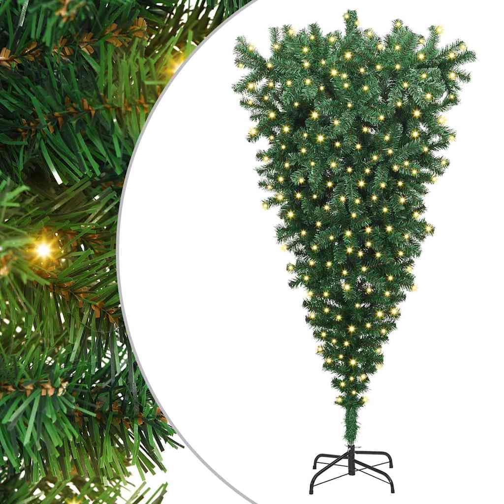 vidaXL Upsidedown Artificial Prelit Christmas Tree Green 70.87 in