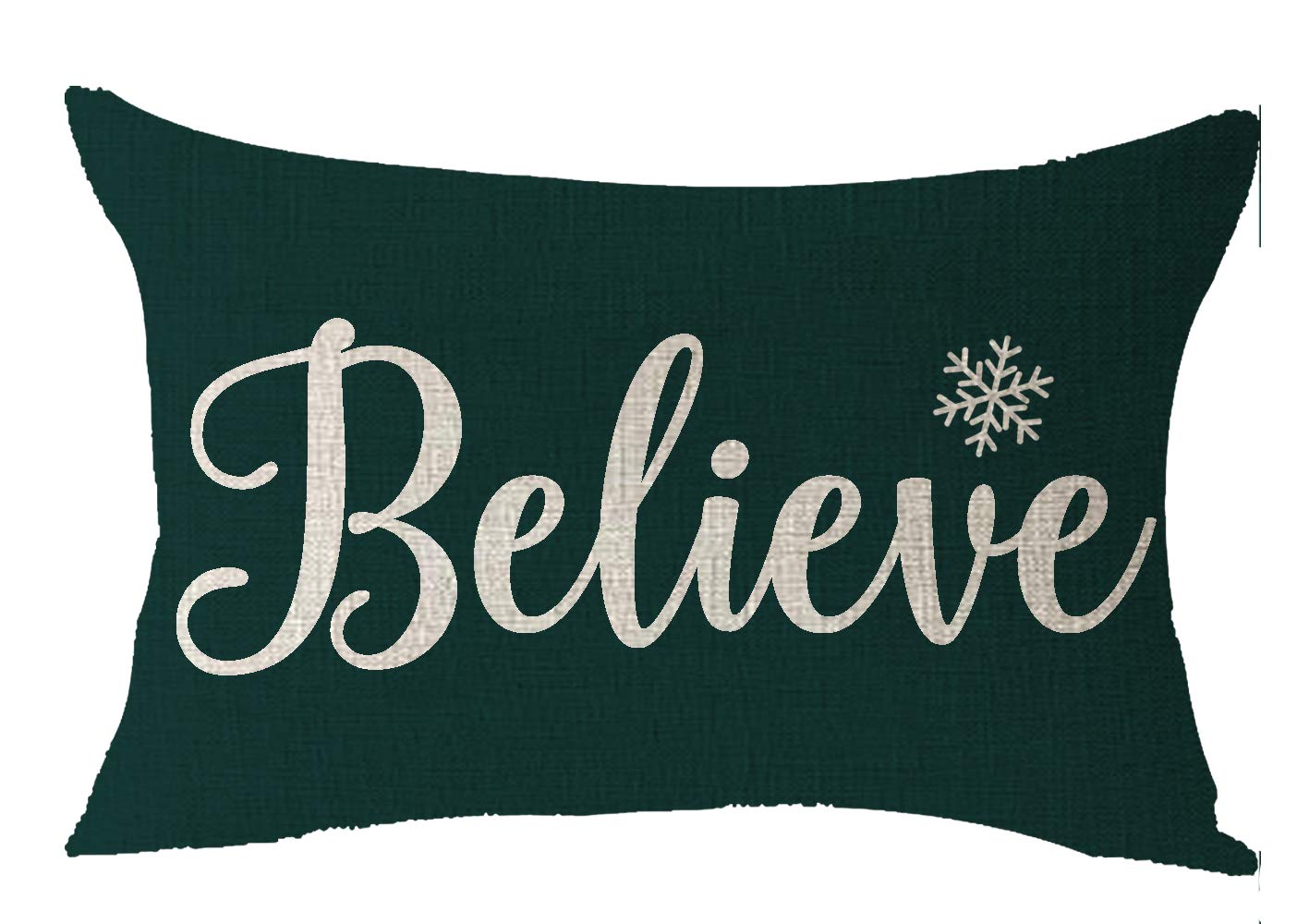 Feleniw Merry Christmas Believe Snowflake Happy Winter For Family Cotton Linen Decorative Throw Pillow Cover Cushion Case Lumbar