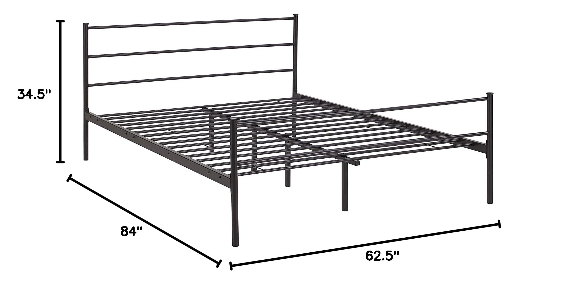CasaFoyer Alina Platform Queen Bed | Rustic Charm | Sturdy Steel Frame | Supports 1323 lbs | No Box Spring Needed | Compatible with Memory Foam, Spring, Latex, Hybrid Mattresses | Mattress not included