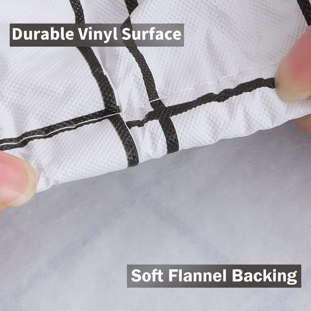 Spotjoy Rectangle Table Cloth, Elastic Fitted Flannel Backed Plastic Table Covers For 4 Foot Folding Tables, Waterproof Vinyl Ta