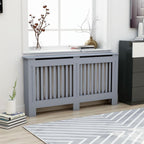 vidaXL Radiator Cover, Slatted Design Heater Cover Cabinet with Top Storage Shelf, Hide Cluttered Pipes, MDF, 59.8''x7.5''x32.1'', Anthracite