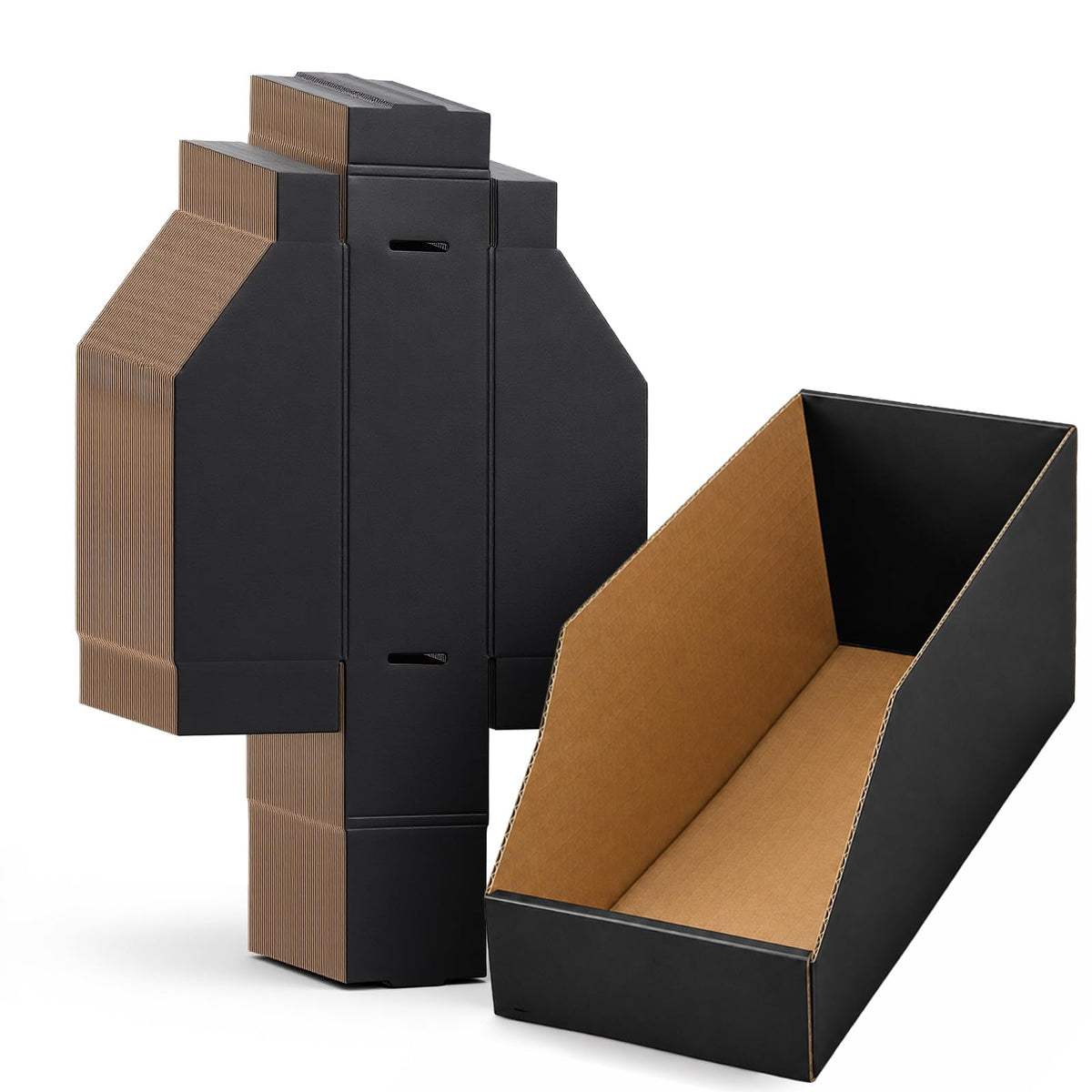 30Pcs Black Cardboard Storage Bins, 12x4x4.5 Inch Shelf Organizers