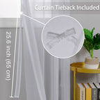 Hiasan Grey Sheer Curtains 63 Inch Length With Tiebacks, Light Filtering Voile Textured Drape Lightweight Grommet Window Curtains For Bedroom, Living Room And Office, W52 X L63, 2 Panels