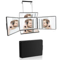 5 Way Mirror with Light for Self Hair Cutting, 360 Barber Mirror for Men Shaving, Makeup Mirror with Height Adjusta for Braiding