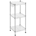 Songmics 3-Tier Bathroom Shelf, Storage Rack For Small Space, With 3 Pp Shelf Liners, Removable Hook, Extendable Design, Silver And Translucent Ulgr103E01