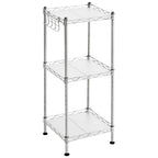 Songmics 3-Tier Bathroom Shelf, Storage Rack For Small Space, With 3 Pp Shelf Liners, Removable Hook, Extendable Design, Silver And Translucent Ulgr103E01