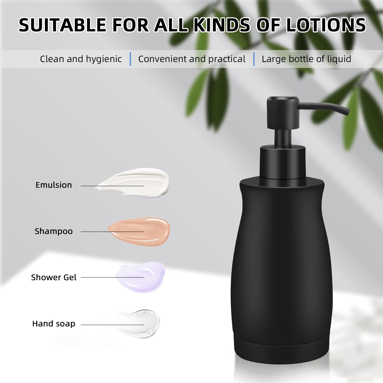Arktek Matte Black Soap Dispenser Stainless Steel 13.5 Oz - Liquid Hand Lotion Dispenser Decor Refillable Dishwashing Soap Dispe