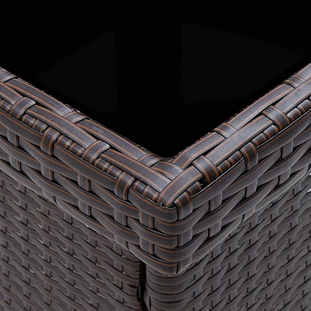 vidaXL Patio Dining Table Garden Outdoor Patio Home Indoor Dining Room Living Room Kitchen Dining Table Furniture Brown Poly Rattan
