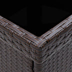 vidaXL Patio Dining Table Garden Outdoor Patio Home Indoor Dining Room Living Room Kitchen Dining Table Furniture Brown Poly Rattan