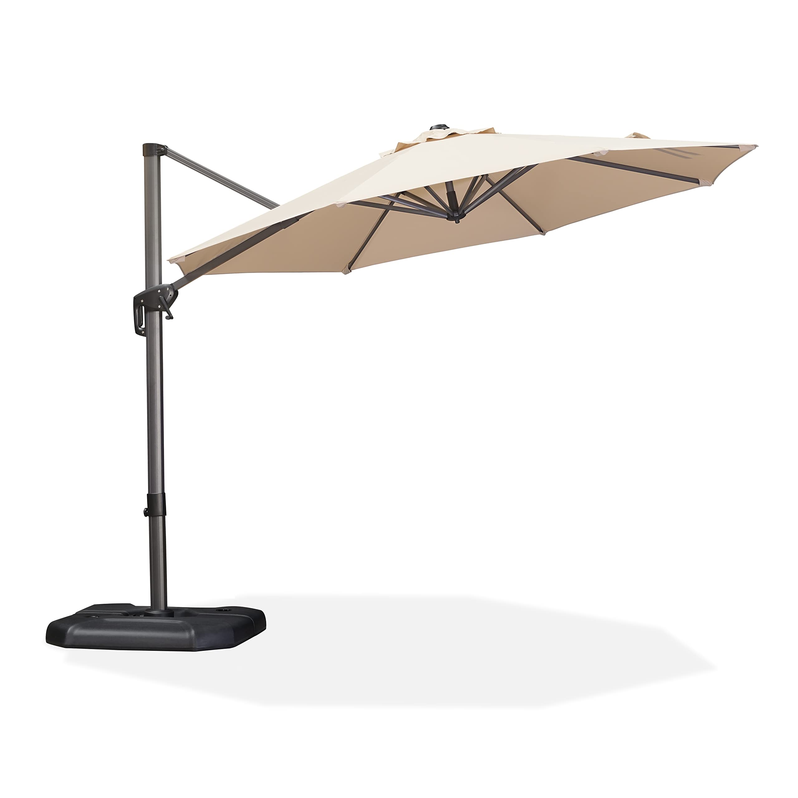 Purple Leaf 10 Feet Patio Umbrella Outdoor Cantilever Round Umbrella Aluminum Offset Umbrella With 360-Degree Rotation For Garden Deck Pool Patio, Beige