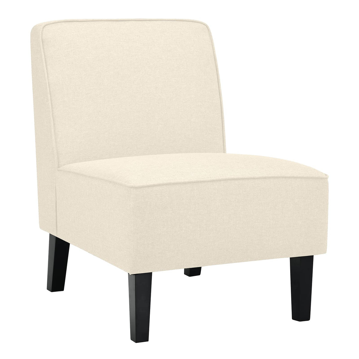 Giantex Upholstered Accent Chair, Fabric Single Sofa Armless Accent Chair W/Solid Rubber Wood Legs, Thick Sponge Cushion, Modern Slipper Leisure Chair For Living Room, Bedroom, Grey, Beige