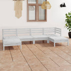 vidaXL 6-Piece White Patio Lounge Set - Solid Pinewood Garden Furniture Set - Outdoor Living Room Seating Arrangement