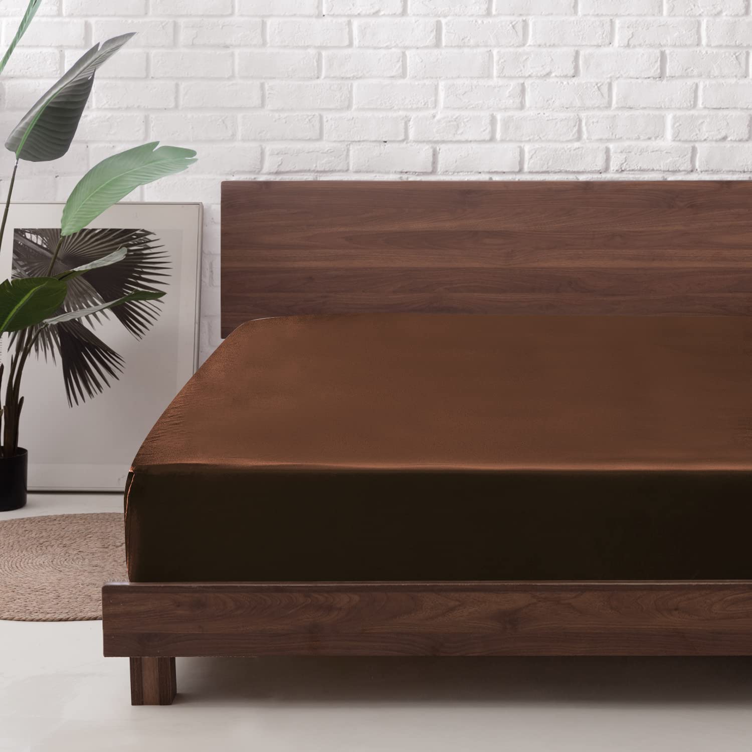 Mr&Hm Satin Fitted Sheet Twin Xl Size, Silky Bottom Sheet With Elastic Corner Straps, Deep Pocket Up To 15 Inch, No More Slippin