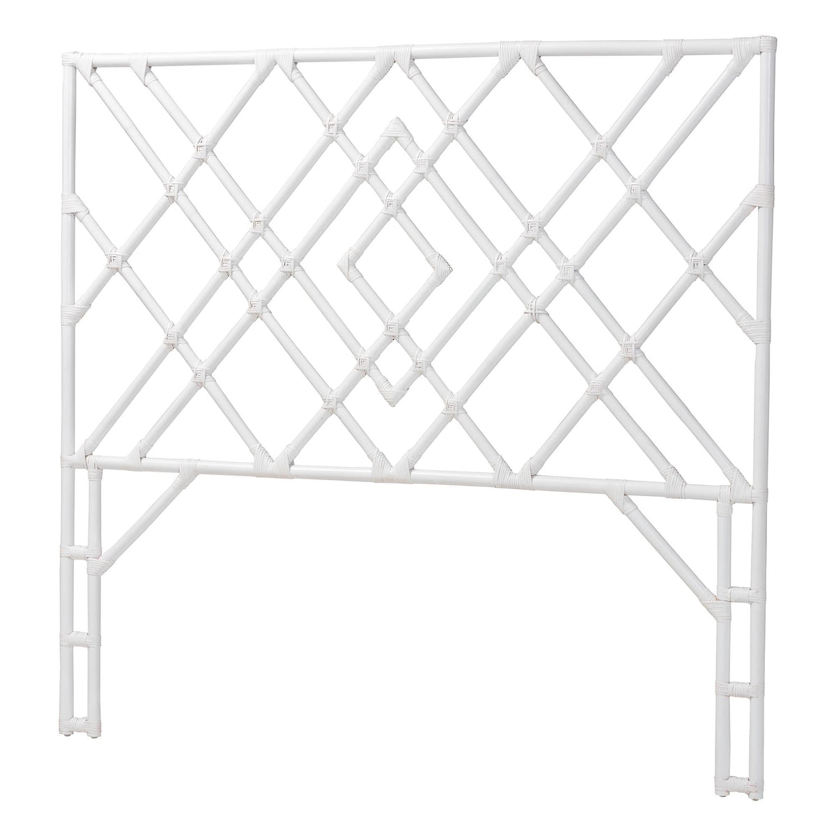 bali & pari Lavali Bohemian White Rattan Queen Size Standalone Headboard