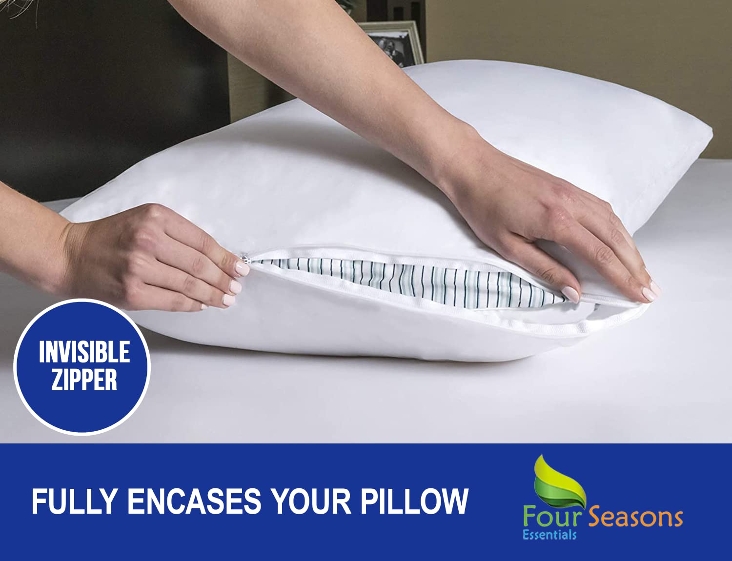 Euro Size Pillow Protectors (Set Of 2) - European Square 26X26 Pillow Covers Waterproof Hypoallergenic Dust Proof Zippered Encas