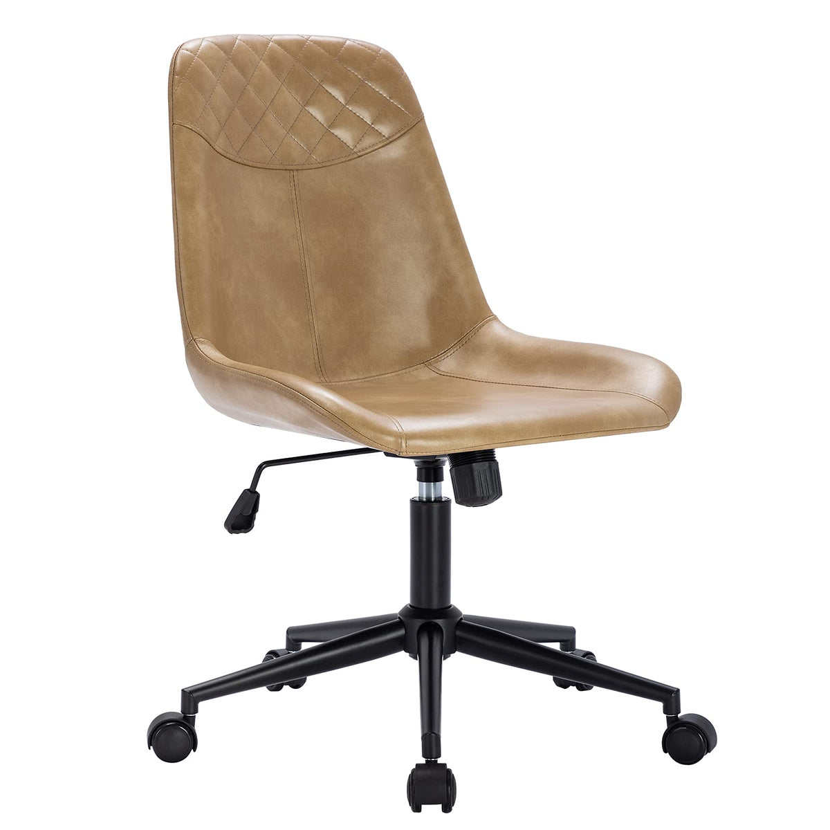 Duhome Modern Pu Leather Office Chair Desk Chair Swivel Computer Chair With Gold Base Yellowish-Brown