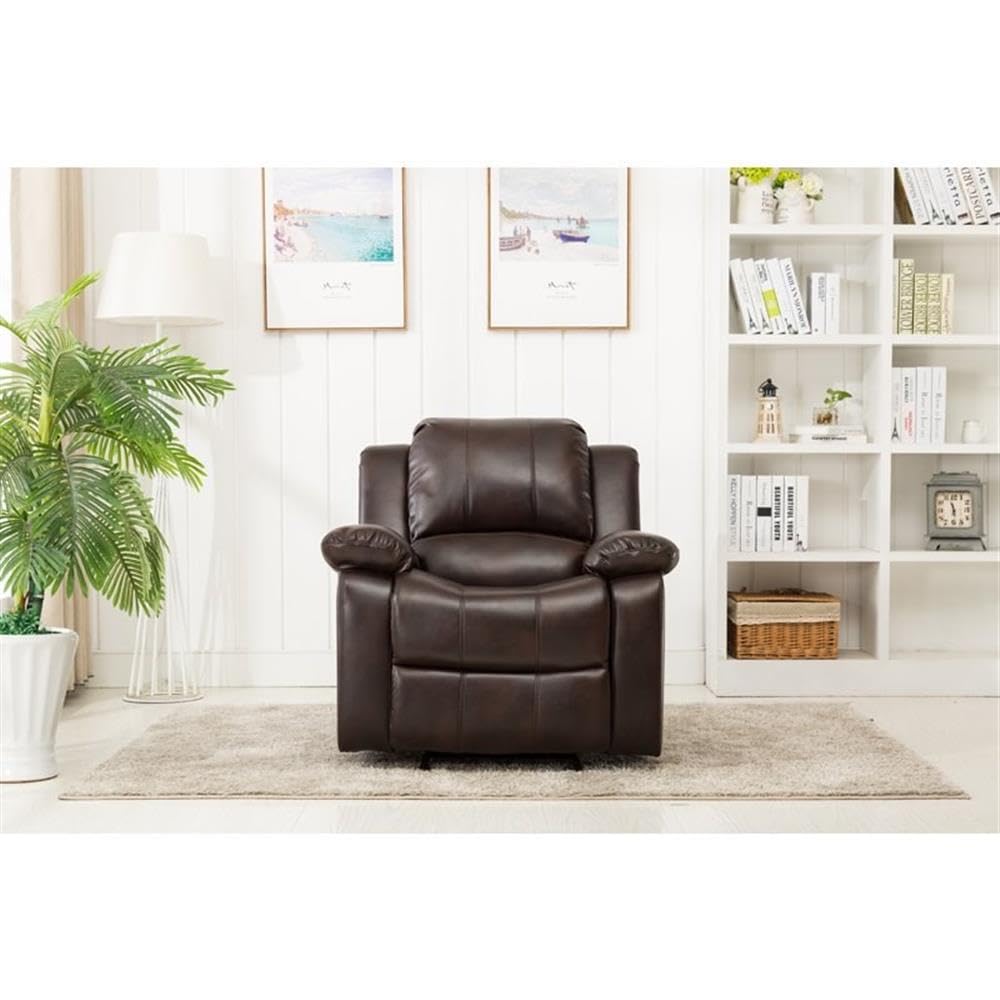 Comfort Pointe Clifton Burnished Brown Faux Leather Glider Rocker Recliner