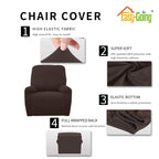 Easy-Going 4 Pieces Microfiber Stretch Recliner Slipcover - Spandex Soft Fitted Sofa Couch Cover, Washable Furniture Protector With Elastic Bottom For Kids, Pet(Recliner, Chocolate)
