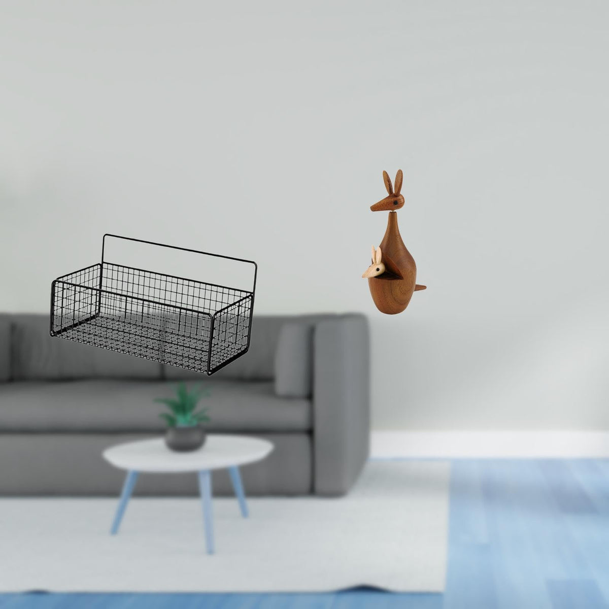 Enakshi Floating Metal Wire Basket Shelves And Animal Figurine Statue Decorative Organizer For Kitchen Bathroom Living Room Bedr