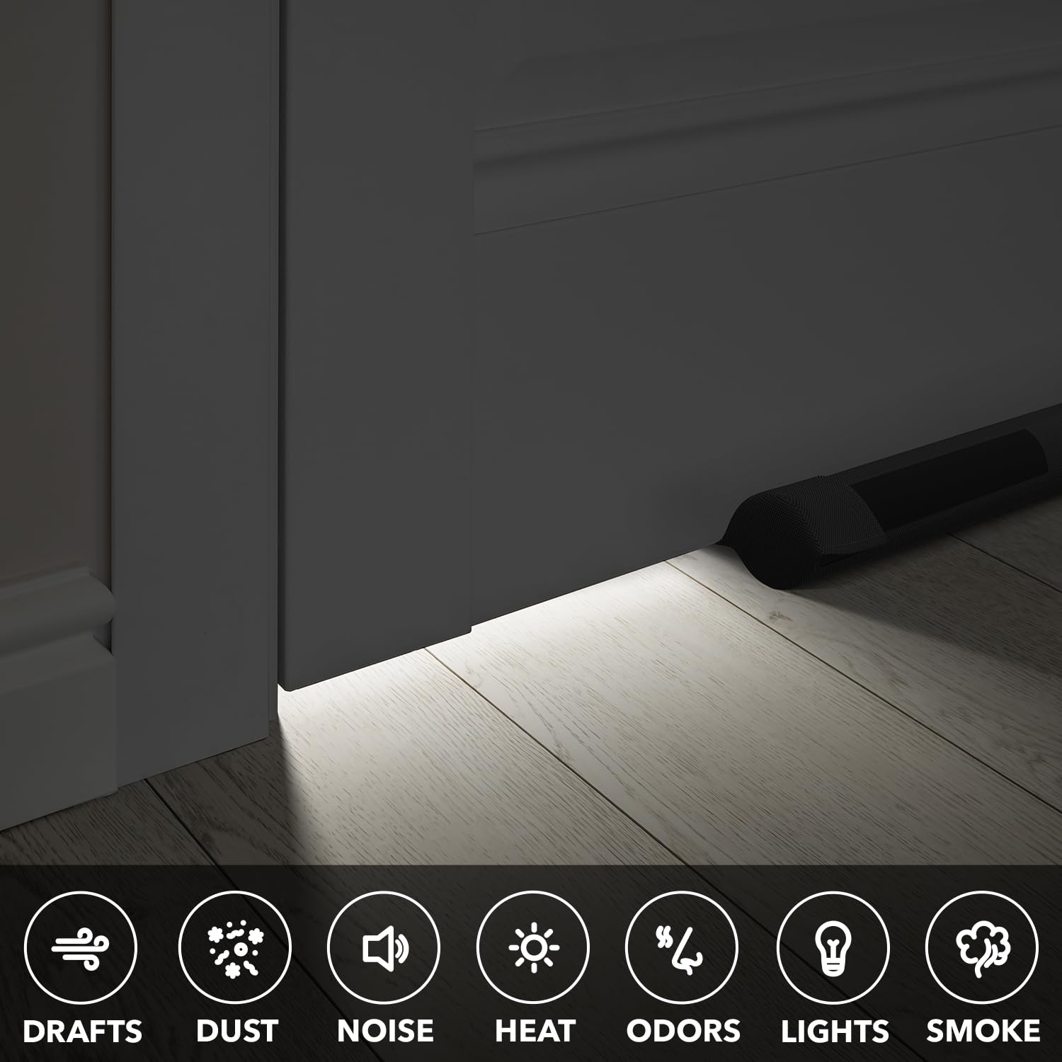 Everlasting Comfort Under Door Draft Stopper, Easy Install, Fits 30-36” Doors, Noise & Air Draft Reducer, Black, 1 Pack