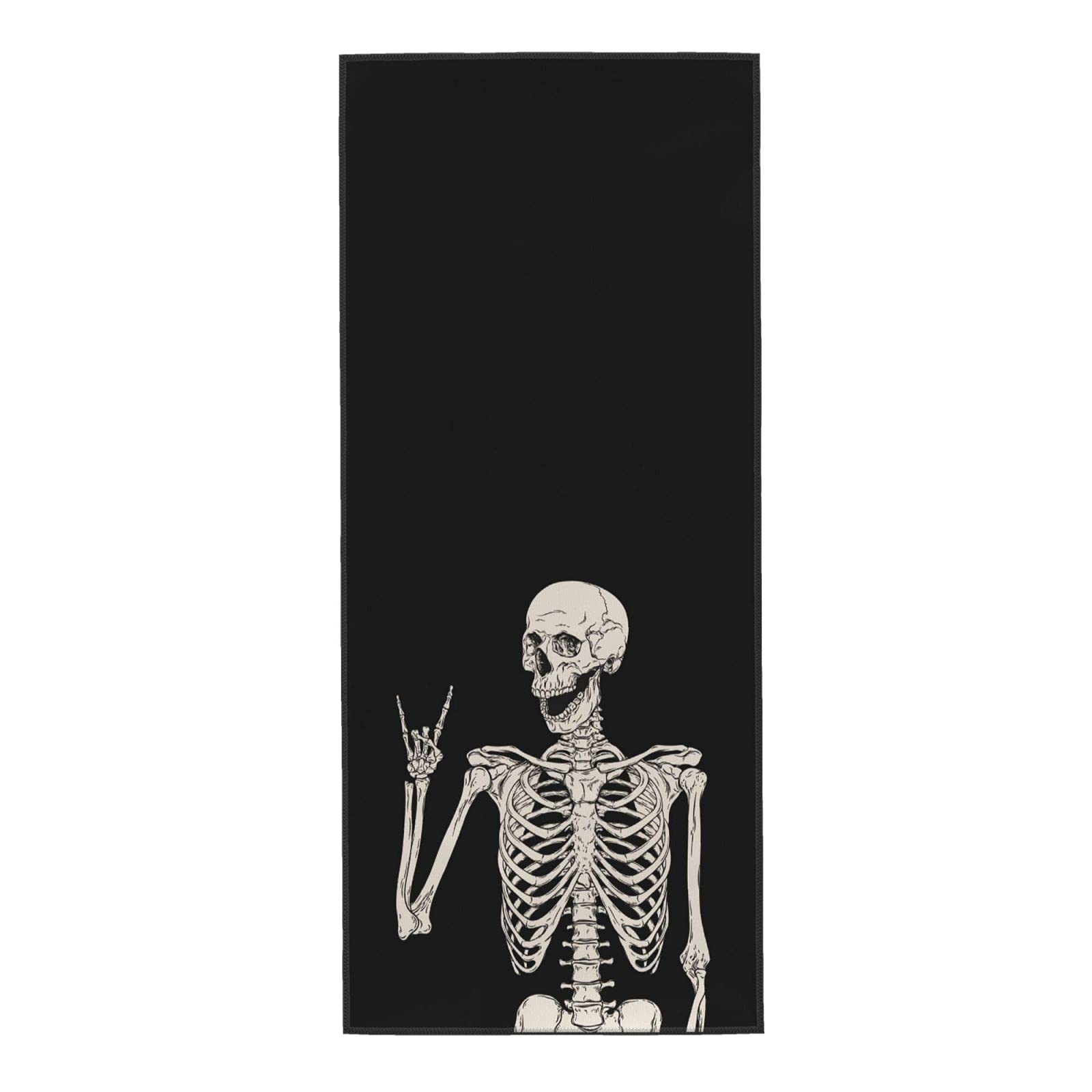 Dewoofly Rock and Roll Skeleton Hippie Skull Soft Fingertip Towels, Hand Towel, Dish Towel for Kitchen All Season 12 x 27.5 inch