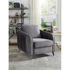 Lilola Home Hathaway Gray Velvet Modern Chic Accent Armchair