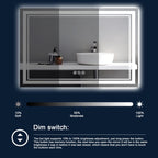 Istripmf 72X40 Inch Led Bathroom Mirror With Lights, Backlit And Front Lighted Bathroom Mirrors For Wall, Anti-Fog Dimmable Memo