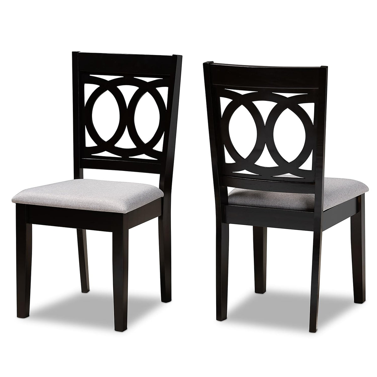 Baxton Studio Lenoir Contemporary Fabric Dining Chair, Grey and Espresso, 2/Set (162-2PC-10524HT)