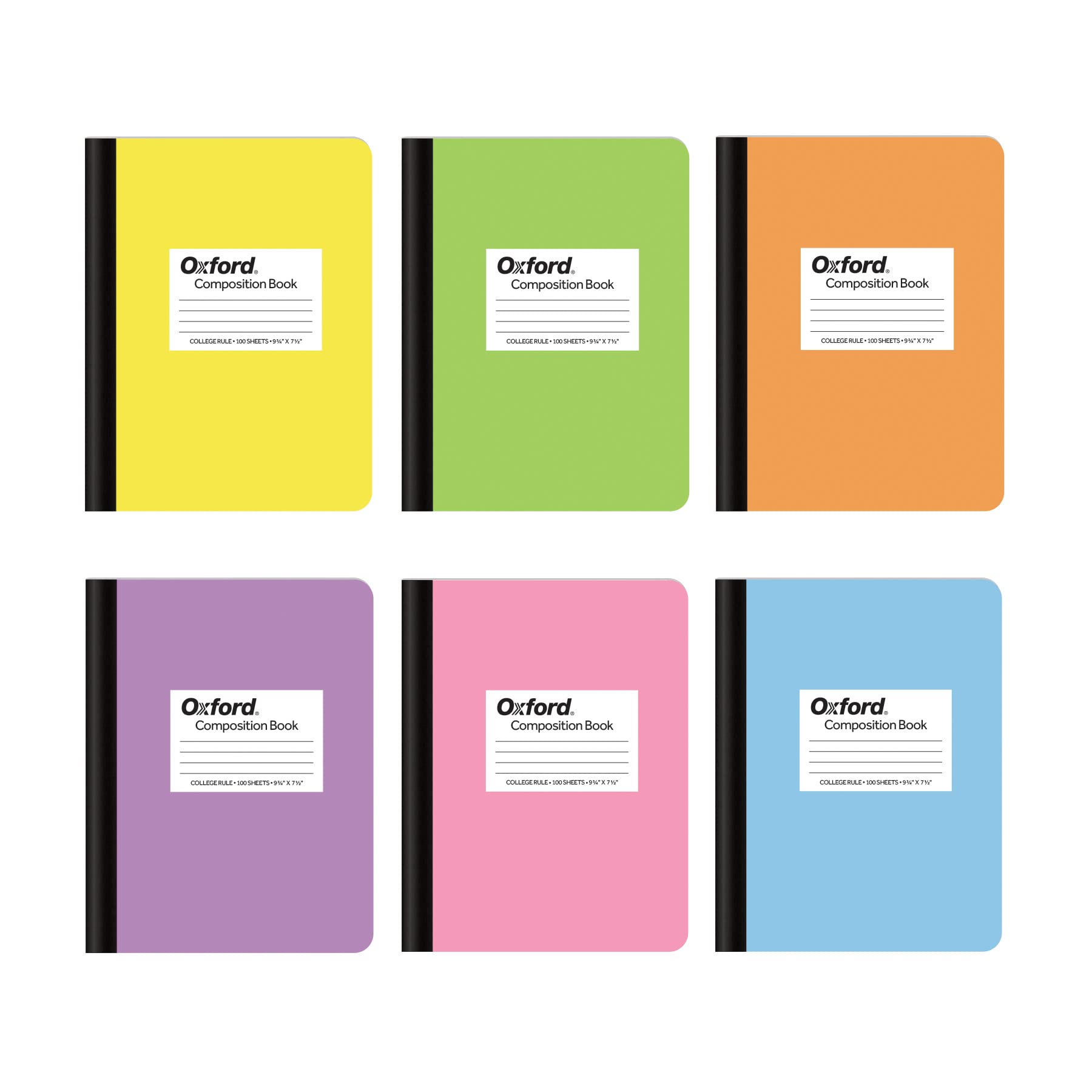 Oxford Composition Notebooks, Comp Book For School, School Supplies, Notebooks For School, 6 Pack, College Ruled Paper, 9-3/4 X