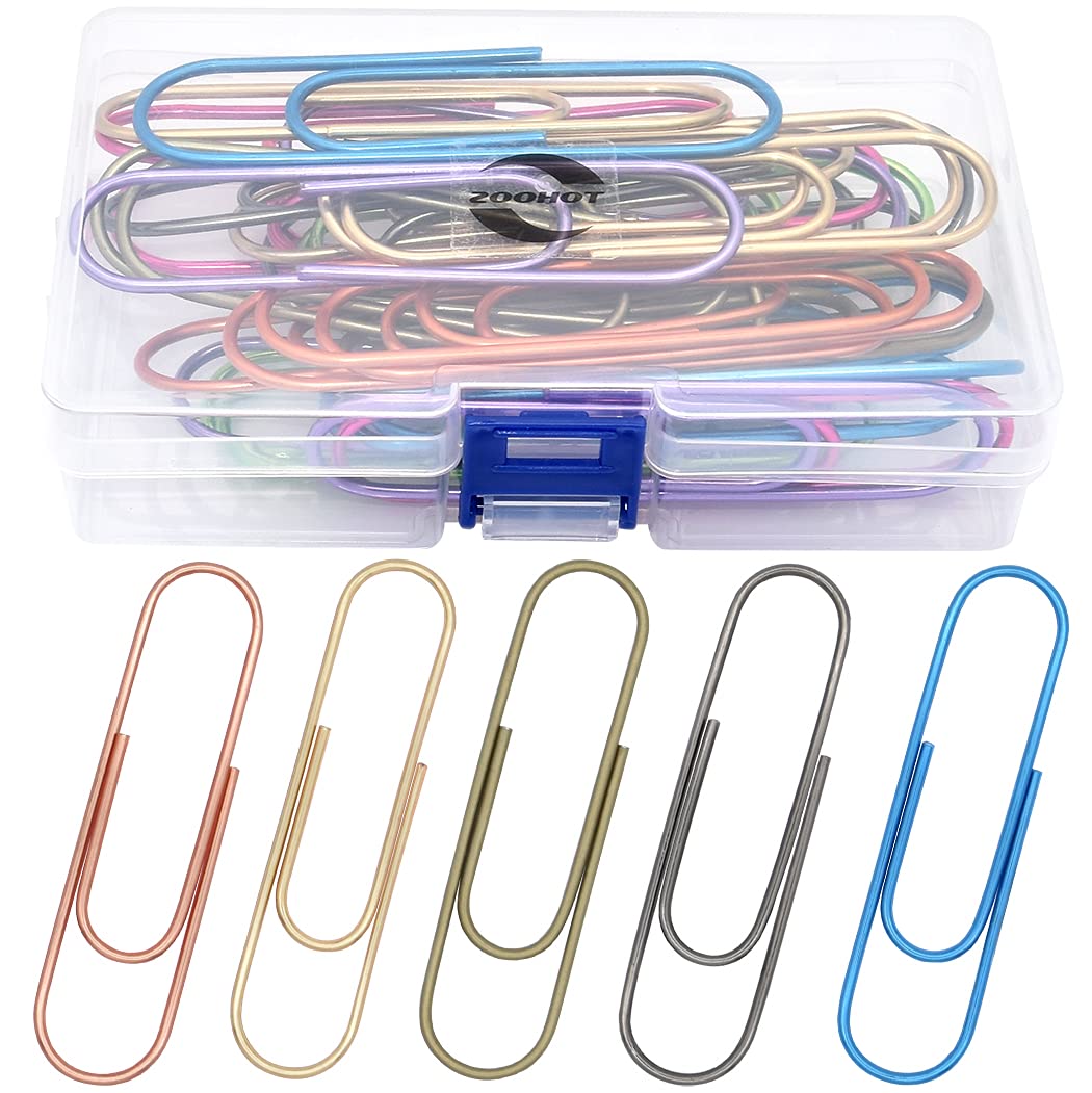 4 Inches Extra Large Paper Clips - Cute Paperclips Bookmark For Office School Document Organizing, 32 Pack(8 Colors, Per Color 4