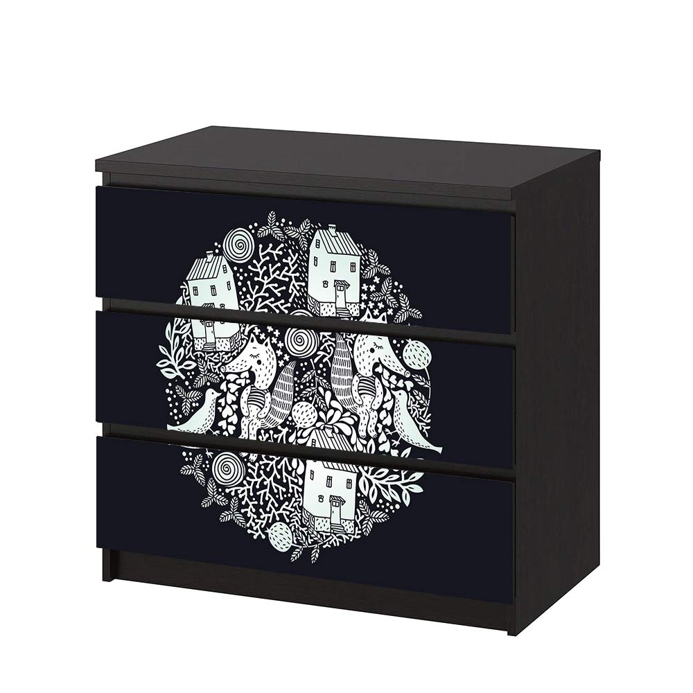 Self-Adhesive Dresser Sticker, Peel and Stick Furniture Stickers/Decals, Removable Furniture Skin (006, MALM)