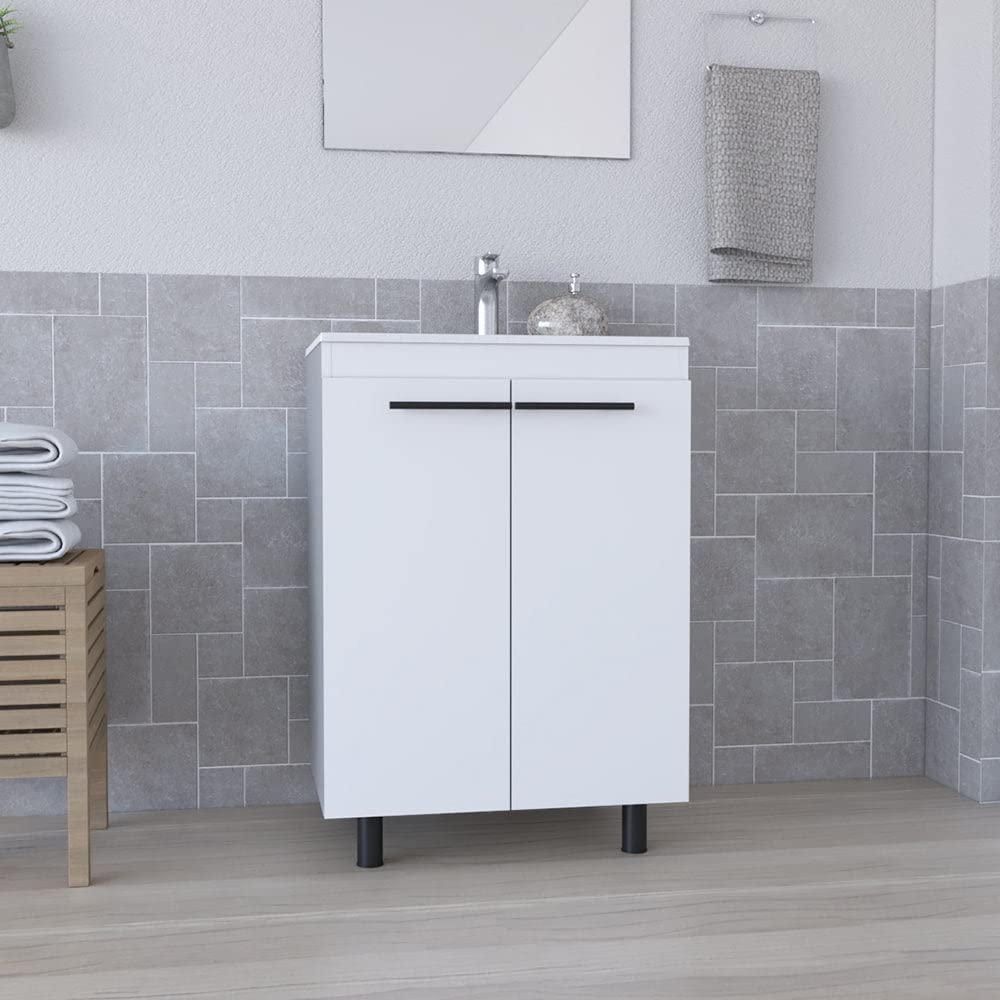 Floor Cabinet Oxnard, Double Door - White