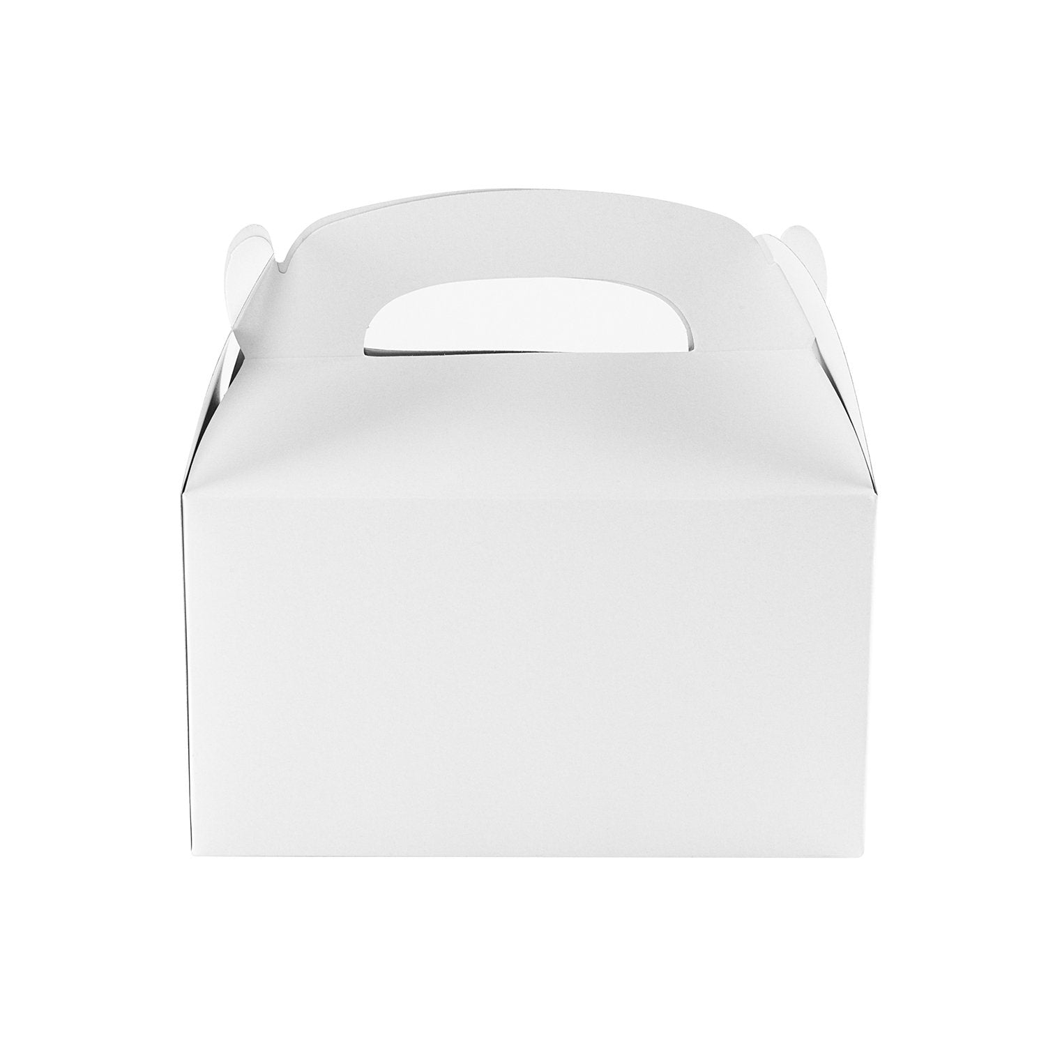 Super Z Outlet Blank White Color Treat Gift Paper Cardboard Boxes With Handles, Arts & Crafts Candy Goodie Bags, Picnic, Birthda