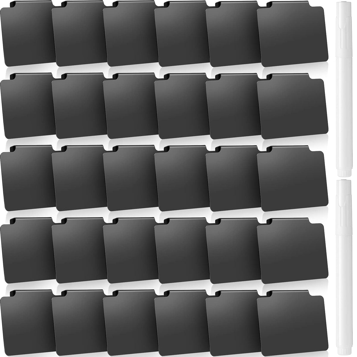 32 Pieces Basket Labels Clip Set, Include 30 Pieces Kitchen Clip Label Holder Removable Pvc Bin With 2 Pieces Chalk Marker For B