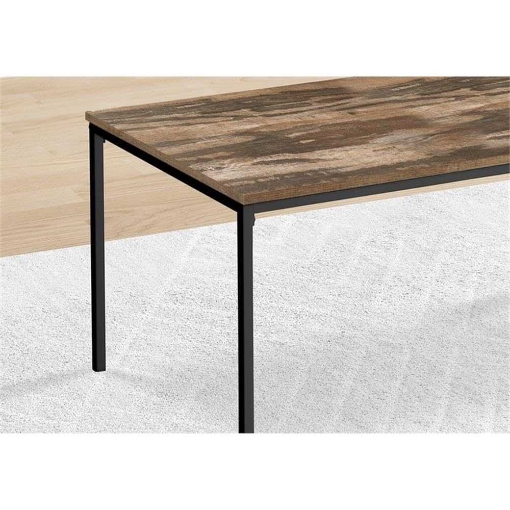 Monarch Specialties I 7893p Table Set, 3pcs Set, Coffee, End, Black Metal, Brown Reclaimed Laminate, Contemporary, Modern