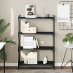 vidaXL 4-Tier Engineered Wood Bookcase with Metal Frame – Black, Adjustable Foot Pads, Industrial-Style Freestanding Book Stand for Living Room, Bedroom or Office, 31.5"x11.8"x47.2"