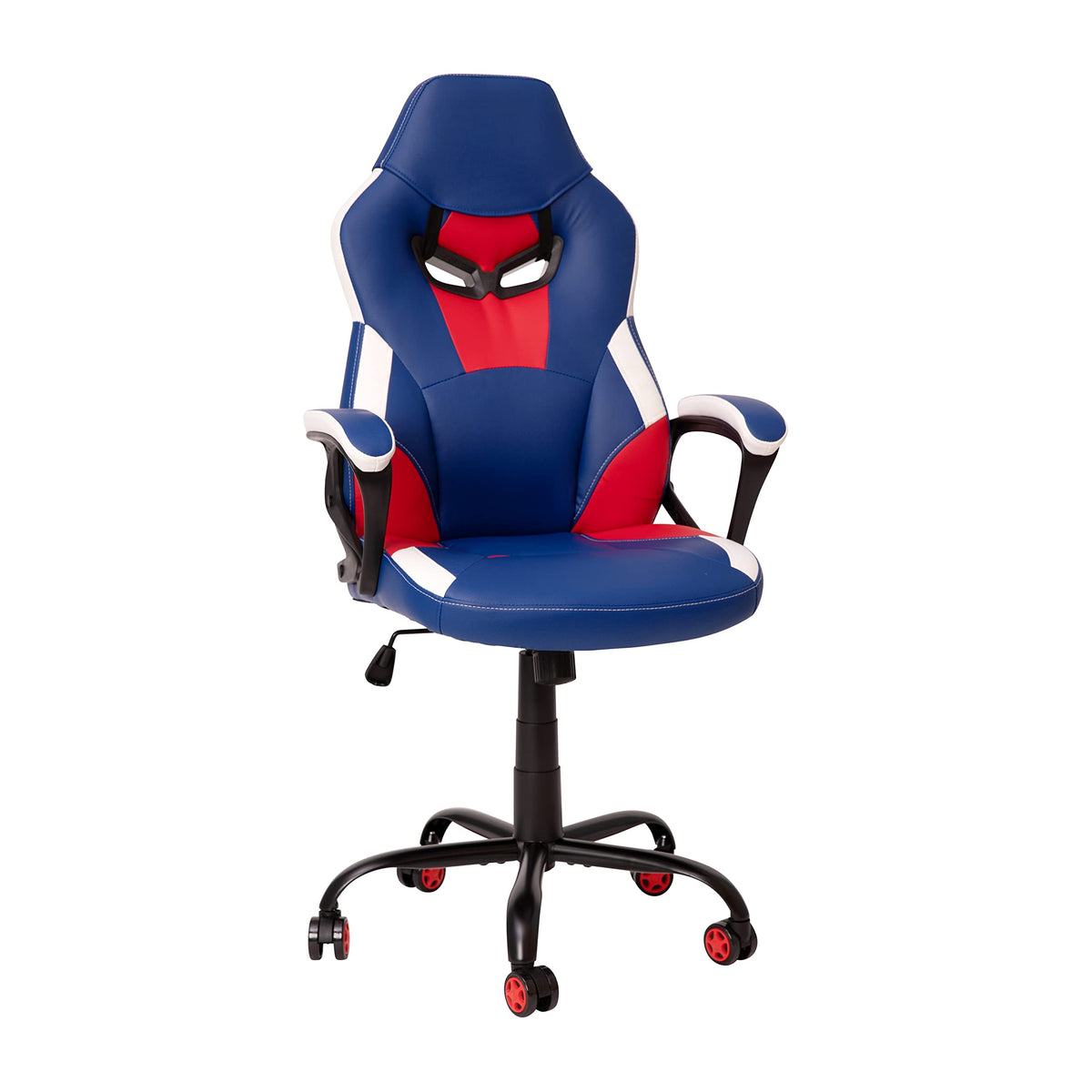 Flash Furniture Stone Ergonomic PC Office Computer Chair - Adjustable Red & Blue Designer Gaming Chair - 360° Swivel - Red Dual Wheel Casters