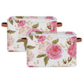 Pardick 2Pack Floral Flower Rose Large Collapsible Storage Bins,Pink Roses Decorative Canvas Fabric Storage Boxes Organizer with