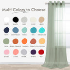 Koufall Sage Green Grommet Faux Linen Sheer Curtains 52X90 Inch Length