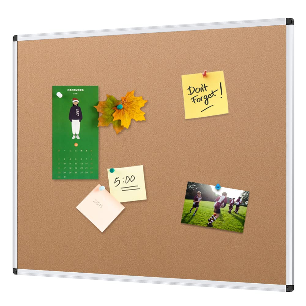 Viz-Pro Cork Notice Board, 36 X 24 Inches, Silver Aluminium Frame