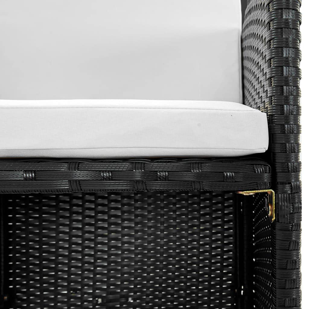 vidaXL Patio Furniture Set 13 Piece, Table and Chair for Garden Balcony Porch, Outdoor Dining Set with Cushions, Stool, Poly Rattan Black