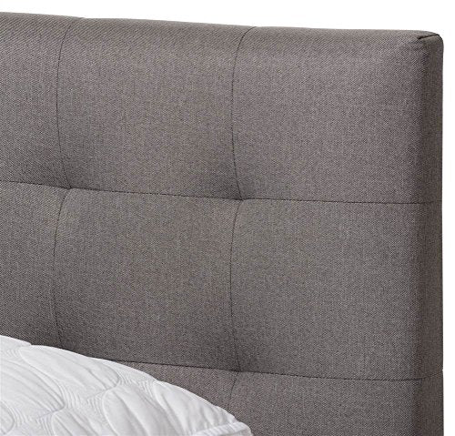 Baxton Studio Mitchell Tufted Queen Platform Bed in Gray and Brown