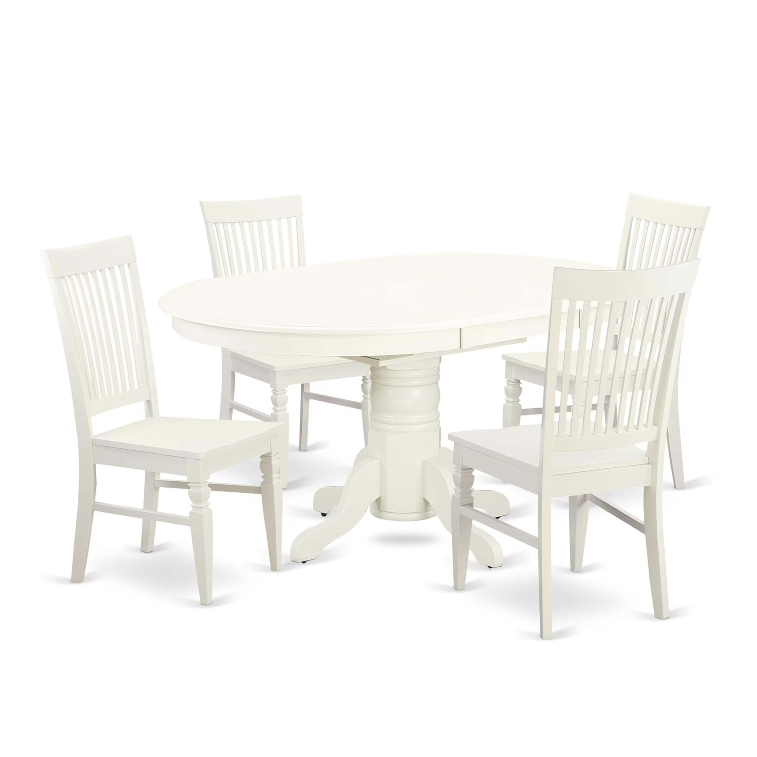 East West Furniture Avwe5-Lwh-W 5 Piece Dining Set Includes An Oval Dining Room Table With Butterfly Leaf And 4 Kitchen Chairs, 42X60 Inch, Linen White