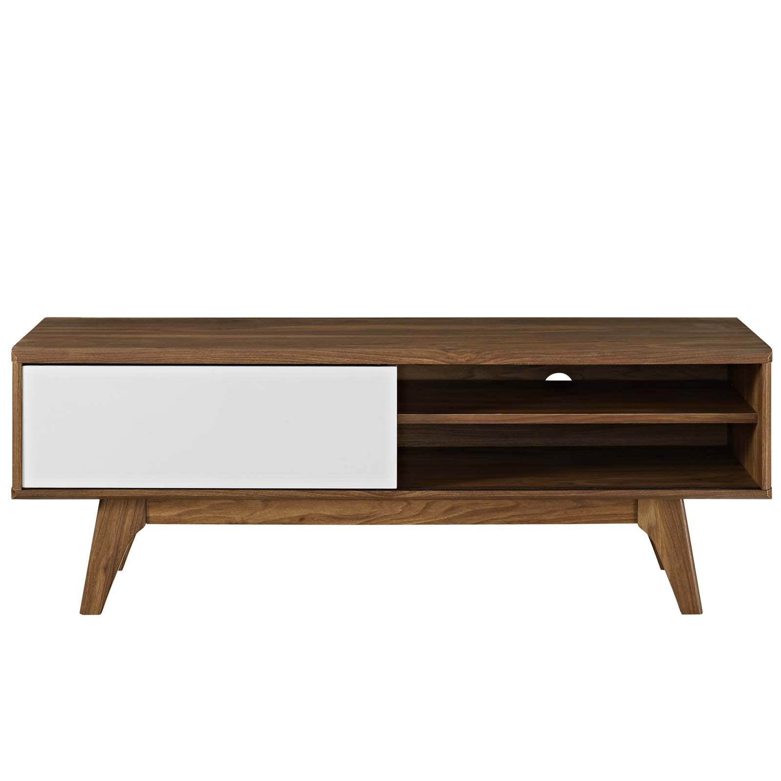 Modway Envision Mid-Century Modern 44 Inch Tv Stand, Walnut White