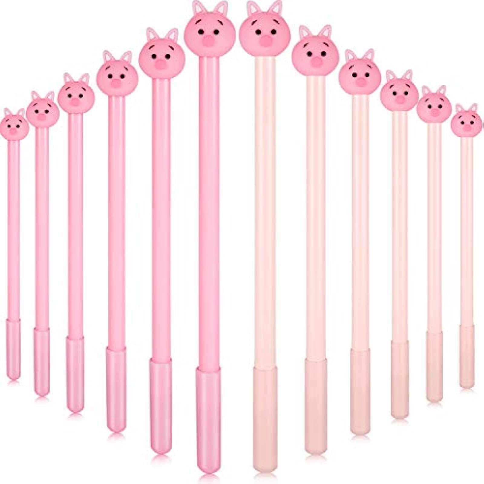 Outus 24 Pieces Cute Pig Writing Pen Pink Pig Roller Ball With 0.5 Mm Fine Point Black Gel Ink Pen For Kids School Office Home W